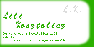 lili kosztolicz business card